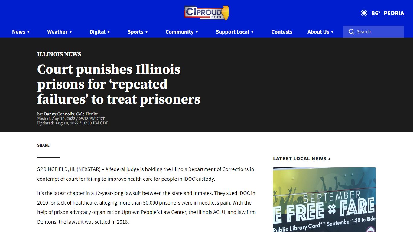 Court punishes Illinois prisons for ‘repeated failures’ to treat ...